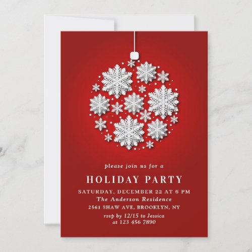 Watercolor Ornament Christmas Holiday Party Invitation