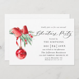 Watercolor Ornament Christmas Holiday Party Invitation