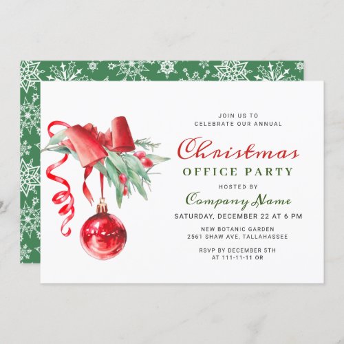 Watercolor Ornament Corporate Christmas Party Invitation