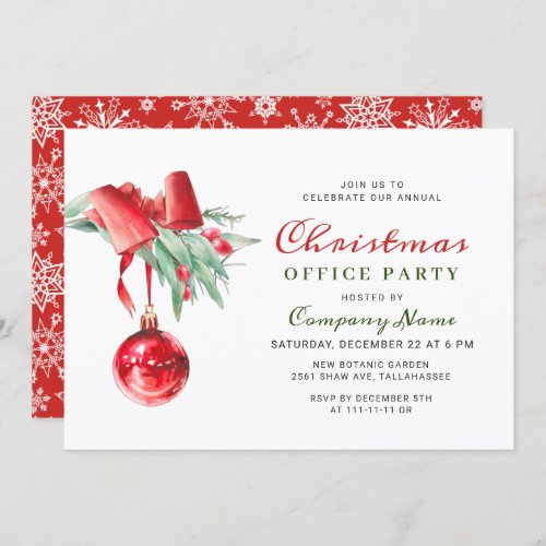 Watercolor Ornament Corporate Christmas Party Invitation