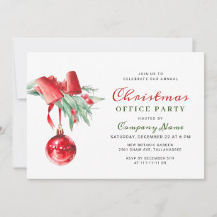 Watercolor Ornament Corporate Christmas Party Invitation