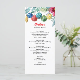Watercolor Ornament Exchange Christmas Party Menu