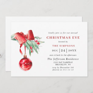 Watercolor Ornament Holiday CHRISTMAS EVE Invitation