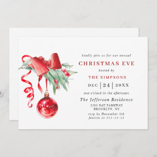 Watercolor Ornament Holiday CHRISTMAS EVE Invitation