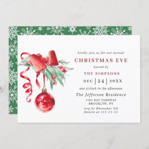 Watercolor Ornament Holiday CHRISTMAS EVE Invitation