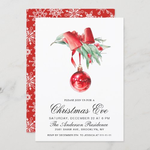 Watercolor Ornament Holiday CHRISTMAS EVE Invitation