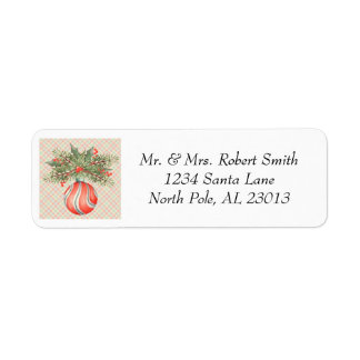 Watercolor ornament on subtle plaid label