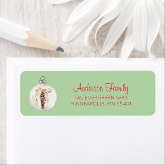 Watercolor Ornament with Pinecone Christmas Card Label