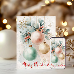 Watercolor Ornaments  Holiday Card