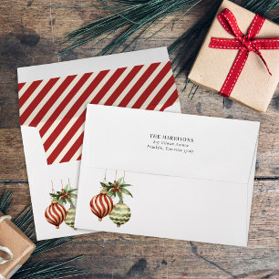 Watercolor Ornaments Holiday Christmas Party Envelope