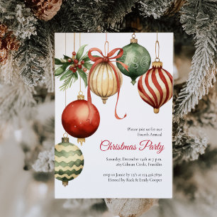 Watercolor Ornaments Holiday Christmas Party Invitation