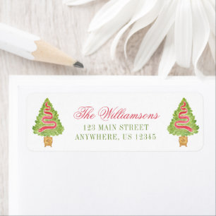 Watercolor Ornate Preppy Christmas Tree Label