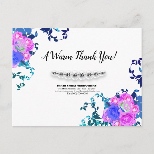 Watercolor Orthodontist Braces Thank You Postcard (Front)