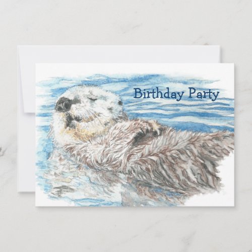 Watercolor Otter Animal BIRTHDAY Fun PARTY Invite