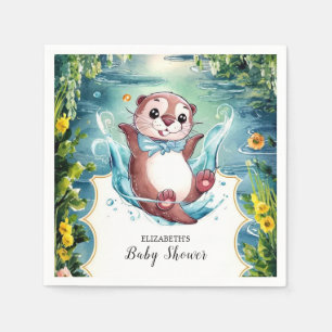 Watercolor Otter Baby Shower Napkins