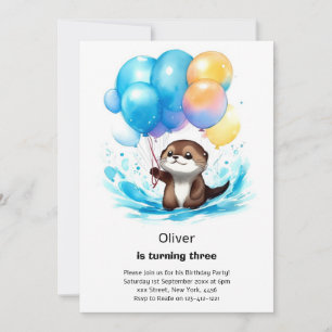 Watercolor Otter Birthday Invitation