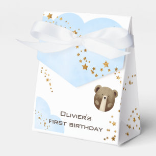 Watercolor our little bear is one baby birthday favor boxes