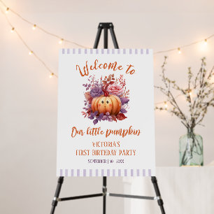 Watercolor Our Little Pumpkin Birthday Welcome Foam Board