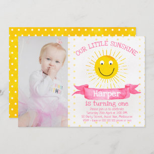Watercolor Our Little Sunshine Birthday Invitation