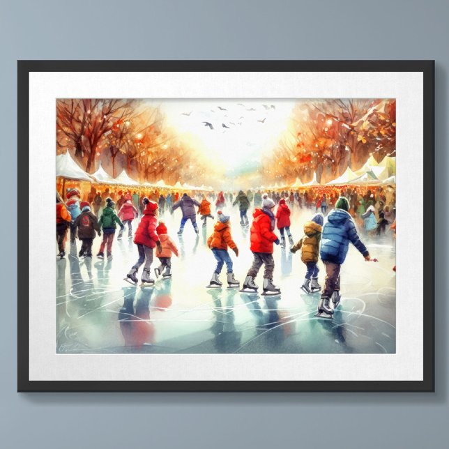 Watercolor Outdoor Ice Skating Venue Poster (Creator Uploaded)