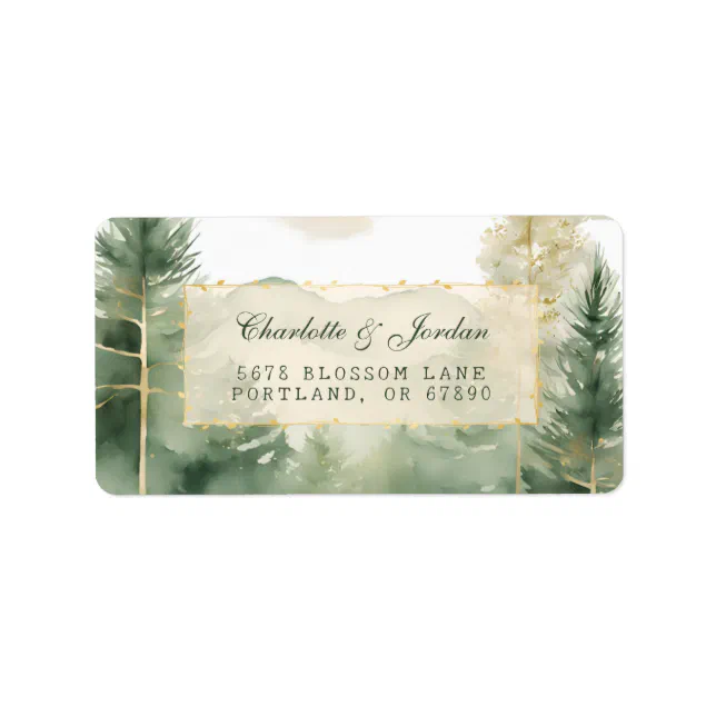 Watercolor Outdoor Woodland Trees Rustic Forest Label | Zazzle