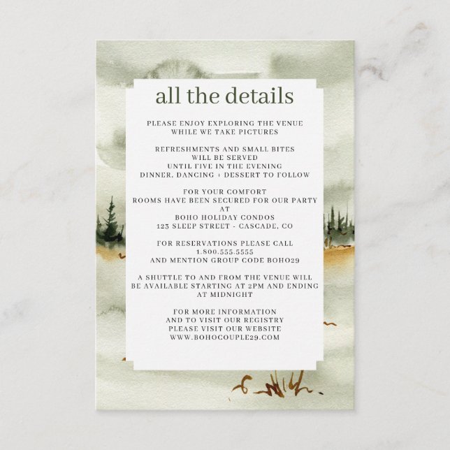 Watercolor Outdoorsy Wedding Enclosure Card (Front)