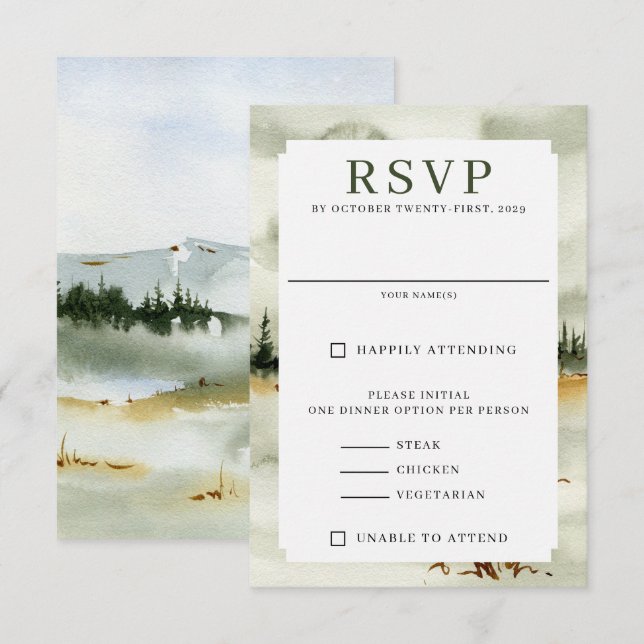 Watercolor Outdoorsy Wedding RSVP Card (Front/Back)