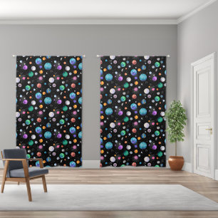 Watercolor Outer Space Galaxy Constellations Kids Blackout Curtains