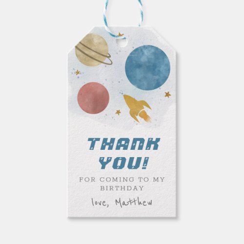 Watercolor Outer Space Planet Thank you Boys Gift Tags