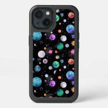 Watercolor Outer Space Planets Galaxy Iphone 13 Case by LilPartyPlanners at Zazzle