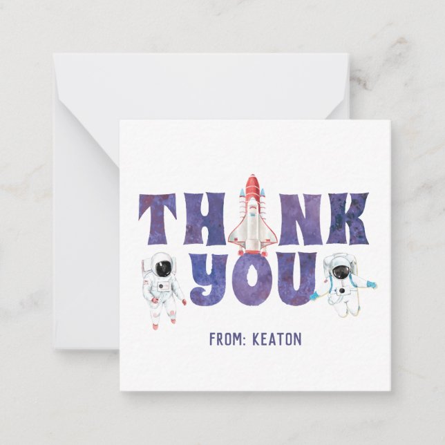 Watercolor Outer Space Thank You Card (Front)