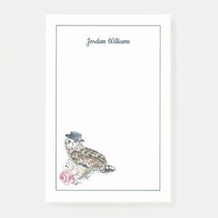 Watercolor Owl Add Your Name Post-it Notes