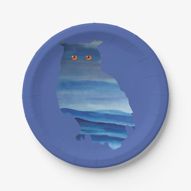 Watercolor owl art paper plates (Front)