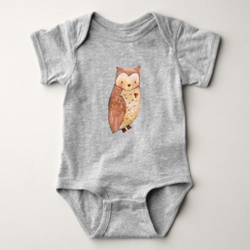 Watercolor owl baby bodysuit