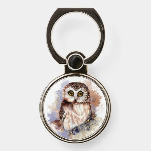 Watercolor Owl Bird Wildlife Art Nature Phone Ring Stand