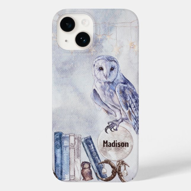 Watercolor Owl & Books Case-Mate iPhone Case (Back)