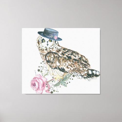 Watercolor Owl Canvas Print