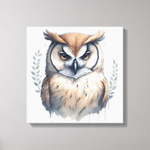 Watercolor Owl Canvas Print