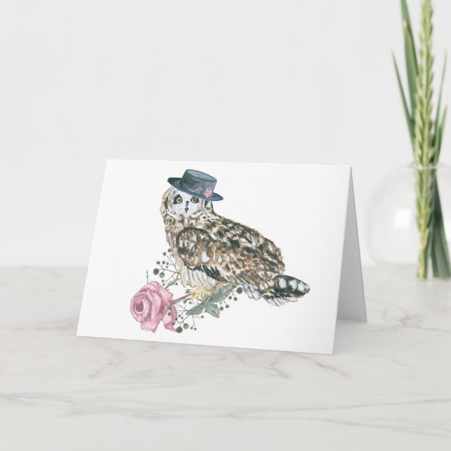 Watercolor Owl Card (Front)