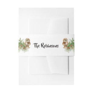 Watercolor Owl Christmas Invitation Belly Band