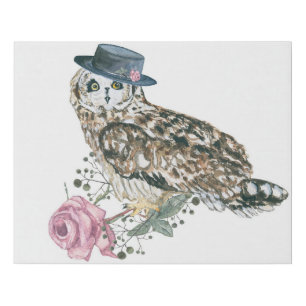 Watercolor Owl Faux Canvas Print