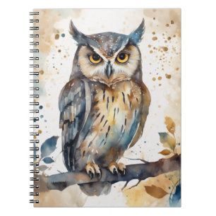 Watercolor Owl Notebook