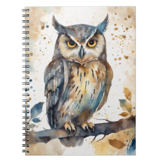 Watercolor Owl Notebook