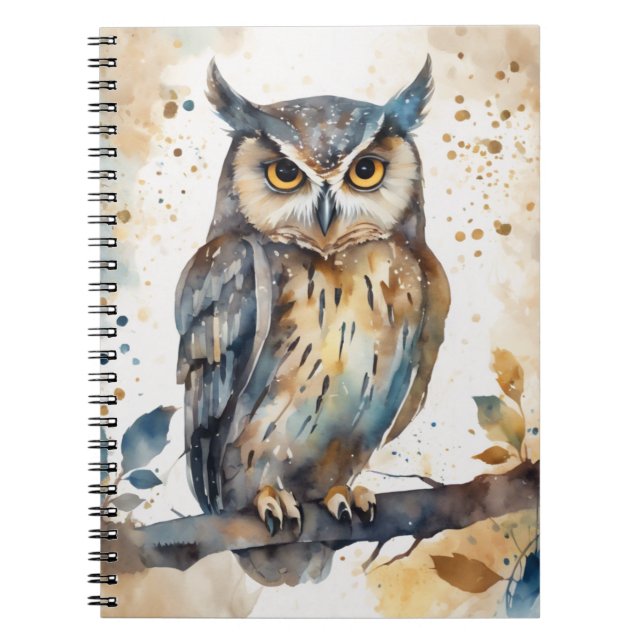Watercolor Owl Notebook (Front)