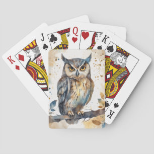 Watercolor Owl Poker Cards