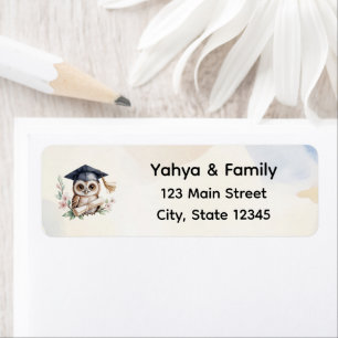 Watercolor Owl Pre-K Kindergarten Graduation Label