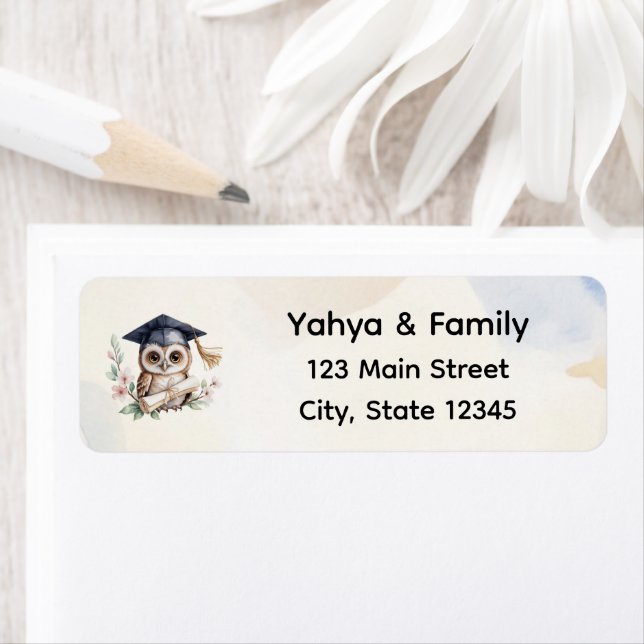 Watercolor Owl Pre-K Kindergarten Graduation Label (Insitu)