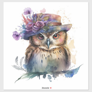 Watercolor Owl Sticker