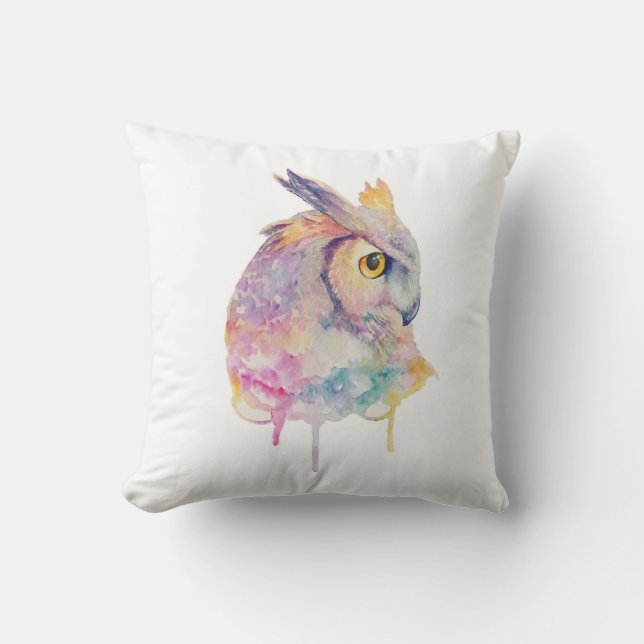 Watercolor Owl Throw Pillow (Front)