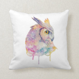 Watercolor Owl Throw Pillow